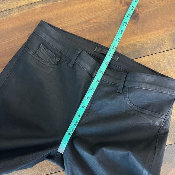 J Brand Coated Flare Black Stretch Pants Bell Bottom Coat Steal Women's Size 31 - Picture 8 of 9